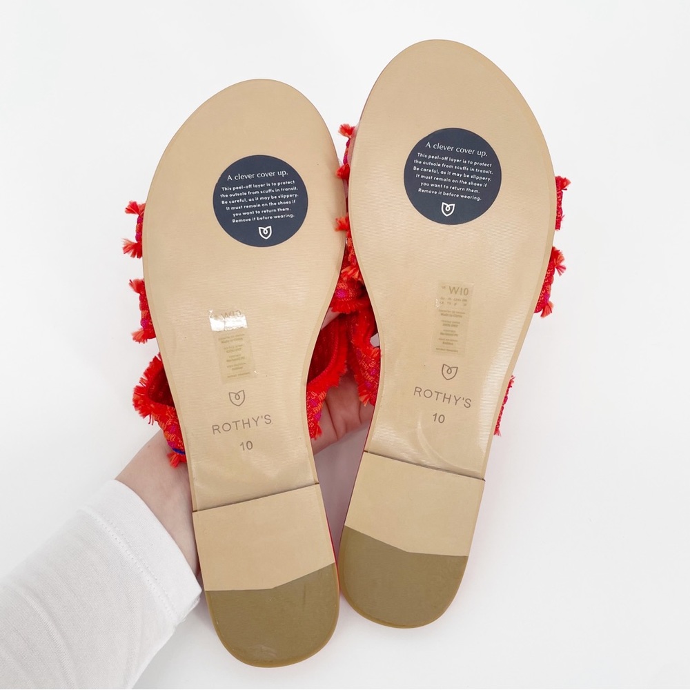 Rothy’s Triple Band Fringe Sandals in Bright Red Women’s - Picture 5 of 5